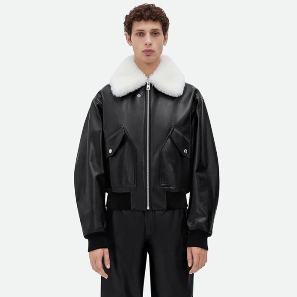 ✨보테가베네타 남성 블랙 가죽 자켓 - Bottega Veneta Mens Black Jackets - bv264x