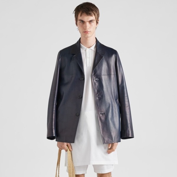 ✨프라다 남성 모던 블랙 가죽 자켓 - Prada Mens Black Jackets - pr847x
