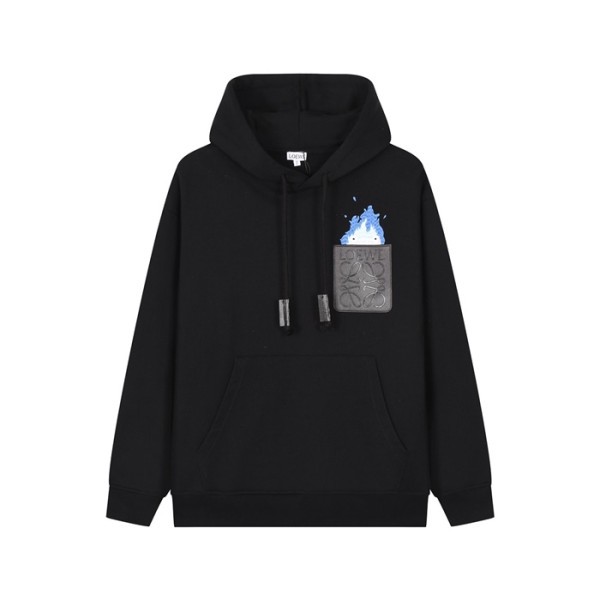 ✨로에베 남/녀 블랙 후드티 - Loewe Unisex Black Hoodie - loe817x