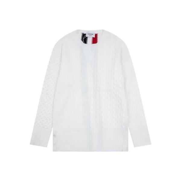 ✨톰브라운 남성 화이트 니트 - Thom Browne Mens White Knits - th139x