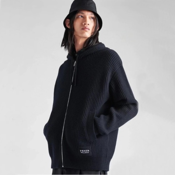 ✨프라다 남성 블랙 집업 후드티 - Prada Mens Black Hoodie - pr884x