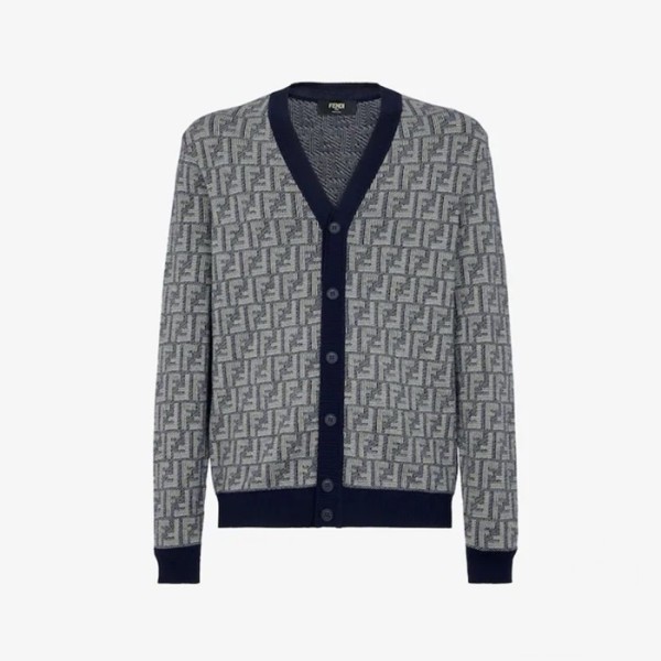 ✨펜디 남성 브이넥 그레이 가디건 - Fendi Mens Gray Cardigan - cl68x