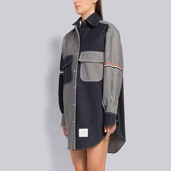 ✨톰브라운 남/녀 네이비 셔츠 - Thom Browne Unisex Navy Shirts - cl105x