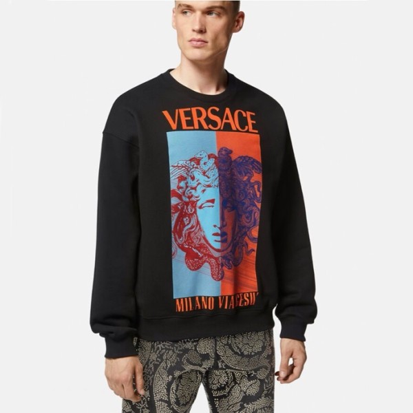 ✨베르사체 남성 블랙 크루넥 맨투맨- Versace Mens Black Tshirts - ve140x