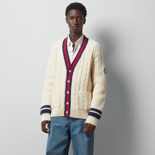 ✨구찌 남성 아이보리 브이넥 가디건 - Gucci Mens Ivory Cardigan - guc15x
