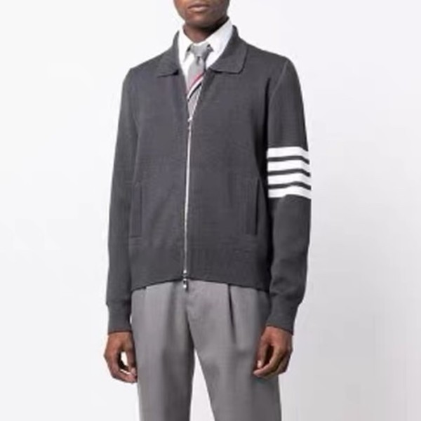 ✨톰브라운 남성 그레이 집업 니트 - Thom Browne Mens Gray Knits - thc33x