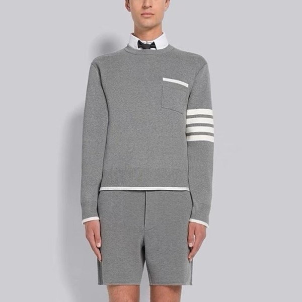 ✨톰브라운 남성 그레이 니트 - Thom Browne Mens Gray Knits - thc34x