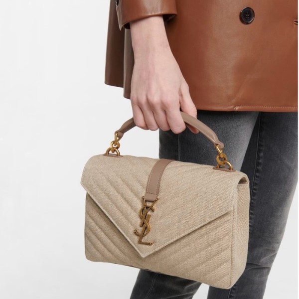 ✨입생로랑 여성 베이지 퀄티드 백 - Saint Laurent Womens Beige College - ysb130x