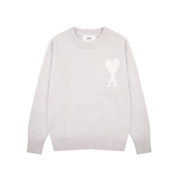 ✨아미 남/녀 그레이 크루넥 니트 - Ami Unisex Gray Knits - amc106x