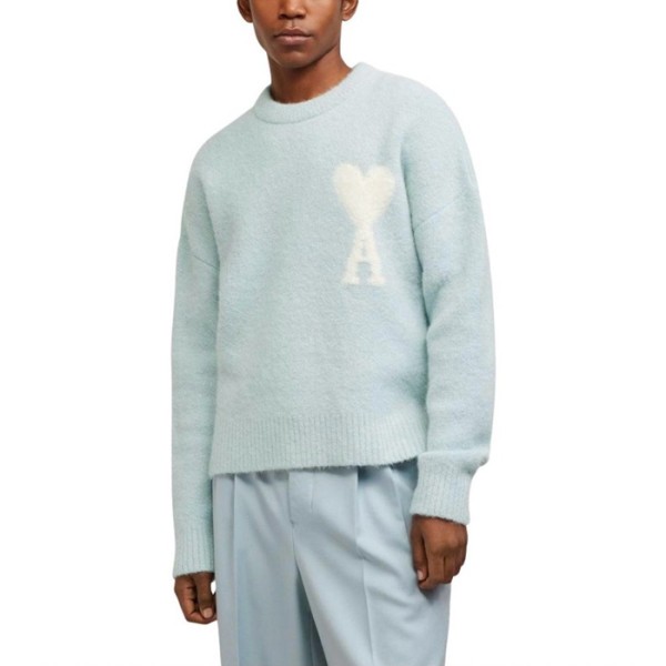 ✨아미 남/녀 블루 크루넥 니트 - Ami Unisex Blue Knits - amc107x