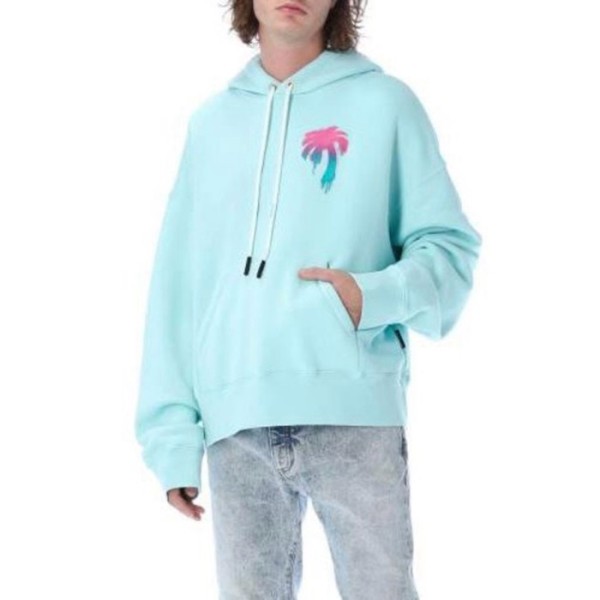 ✨팜 엔젤스 남성 블루 후드티 - Palm Angels Mens Blue Hoodie - pac132x