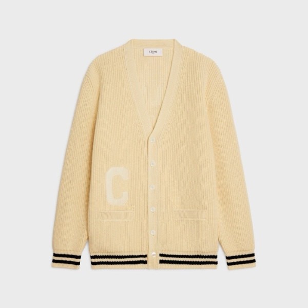 ✨셀린느 남/녀 아이보리 브이넥 가디건 - Celine Unisex Ivory Cardigan - cec173x