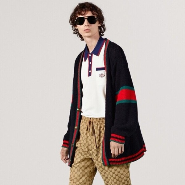 ✨구찌 남성 블랙 브이넥 가디건 - Gucci Mens Black Cardigan - guc195x