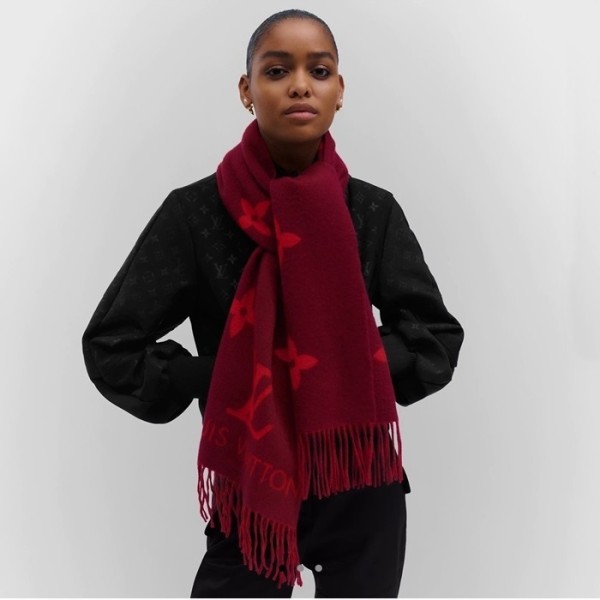 ✨루이비통 여성 레드 머플러 - Louis vuitton Womens Red Muffler - acc1750x