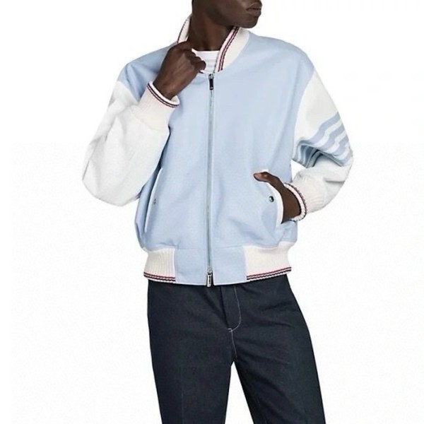 ✨톰브라운 남성 블루가죽 자켓 - Thom Browne Mens Blue Jackets - thc329x