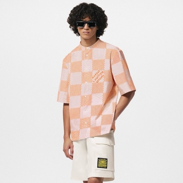 ✨루이비통 남성 오렌지 반팔 셔츠 - Louis vuitton Mens Orange Shirts - lvc355x