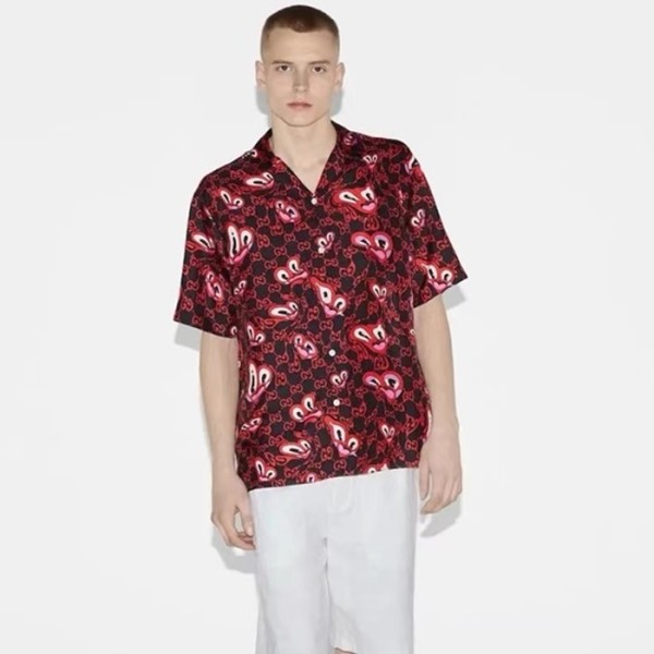 ✨구찌 남성 레드 반팔 셔츠 - Gucci Mens Red Shirts - guc365x