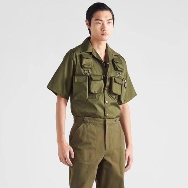 ✨프라다 남성 카키 반팔 셔츠 - Prada Mens Khaki Shirts - prc393x