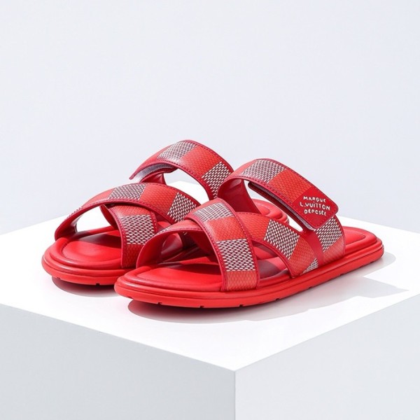 ✨루이비통 남성 레드 슬리퍼 - Louis vuitton Mens Red Slippers - lvs590x