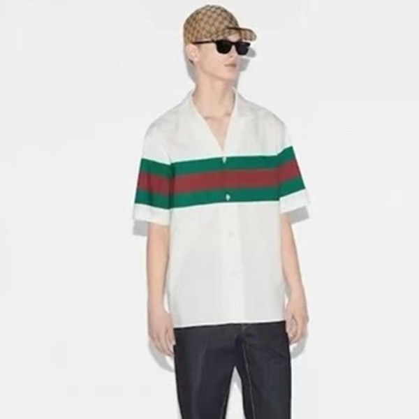 ✨구찌 남성 화이트 반팔 셔츠 - Gucci Mens White Shirts - guc367x