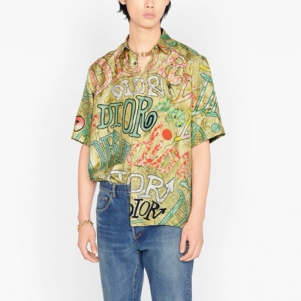 ✨디올 남성 옐로우 반팔 셔츠 - Dior Mens Yellow Shirts - dic565x