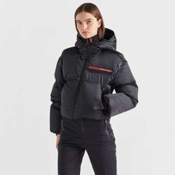 ✨프라다 여성 크롭 테크니컬 다운 자켓 - Prada Womens Black Down Padding- prc901x