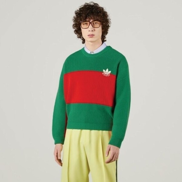 ✨구찌 x 아디다스 남성 배색 라운드 니트 - Gucci Mens Round Knits - guc908x