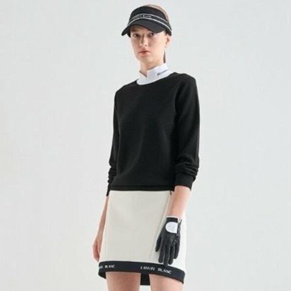 ✨[LANVIN BLANC] 랑방블랑 여성 울 로고 인타르시아 슬릿 니트 - gol476x