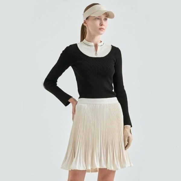 ✨[LANVIN BLANC] 랑방블랑 여성 로고 집업 리브드 니트 탑 - gol544x