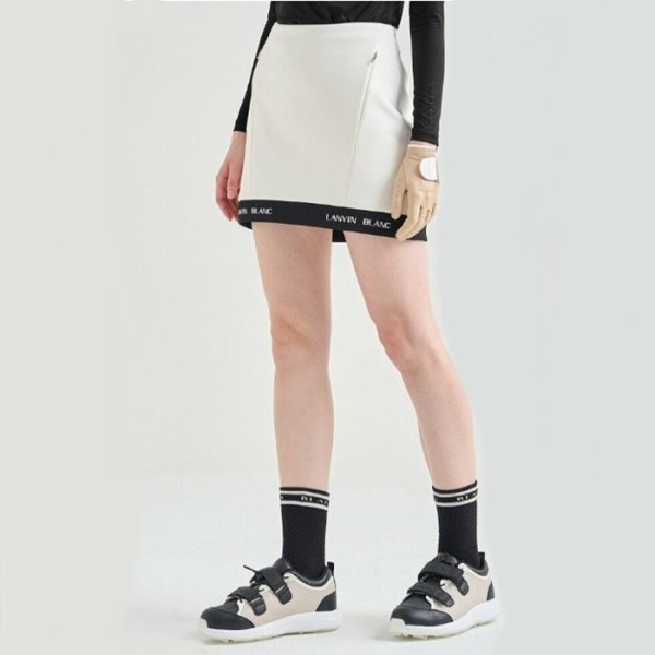✨[LANVIN BLANC] 랑방블랑 여성 백 밴딩 로고 햄 미니 스커트 - gol549x