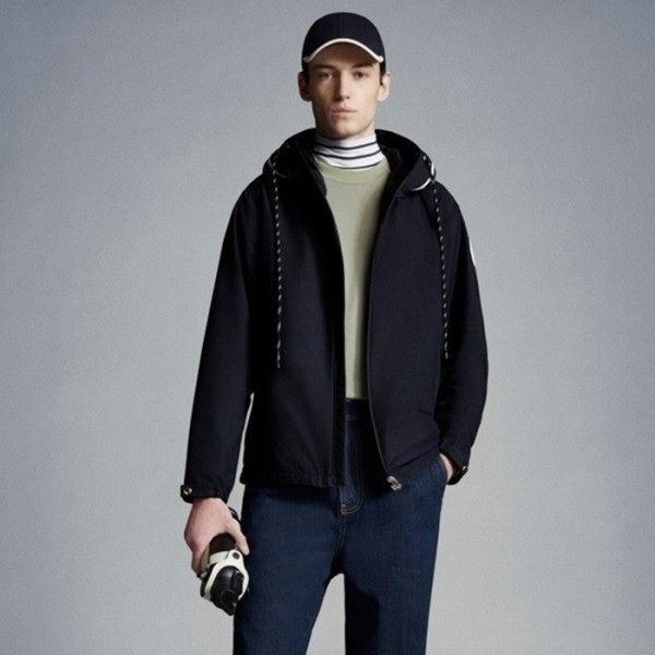 ✨몽클레어 남성 2중후드 레터링 바람막이 - Moncler Mens Navy Jackets - moc919x