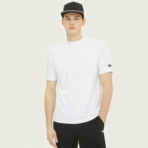 ✨PXG 남성 썸머 빅 로고 모크넥 쇼츠 슬리브 티셔츠 - gol957x