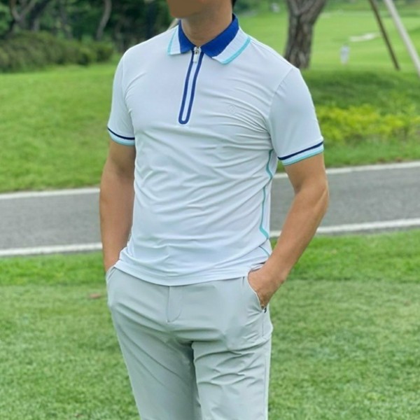 ✨[G/FORE] 지포어 남성 Knitted Collar Pique 폴로 티셔츠 - gol968x