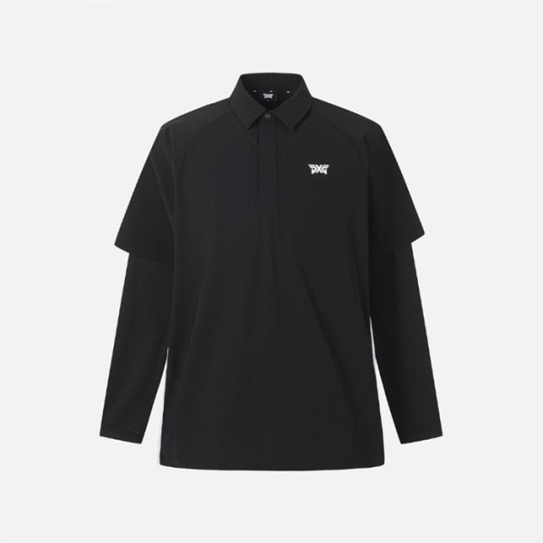 ✨PXG 남성 썸머 쿨 슬리브 레이어드 카라 긴팔 티셔츠 - gol1086x