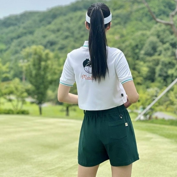 ✨[MALBON] 말본 여성 버킷 크롭 폴로 티셔츠 - gol1110x