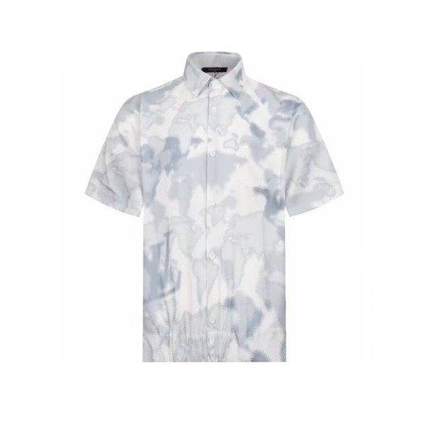 ✨루이비통 남성 블루 반팔 셔츠 - Louis vuitton Mens Blue Shirts - lvc888x
