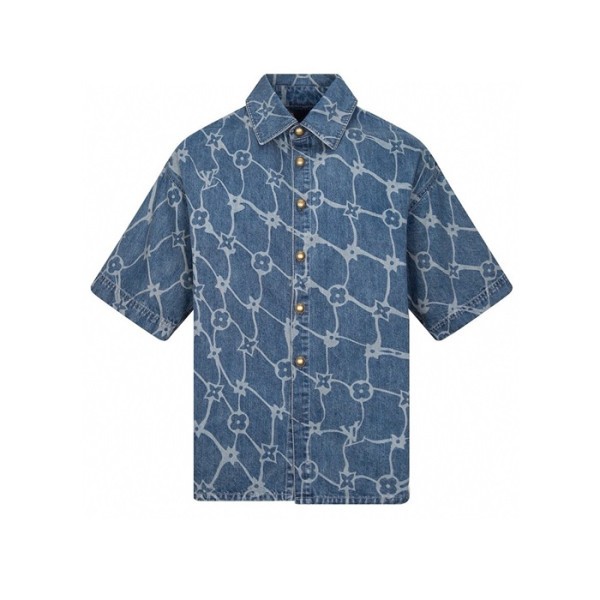 ✨루이비통 남성 블루 반팔 셔츠 - Louis vuitton Mens Blue Shirts - lvc947x