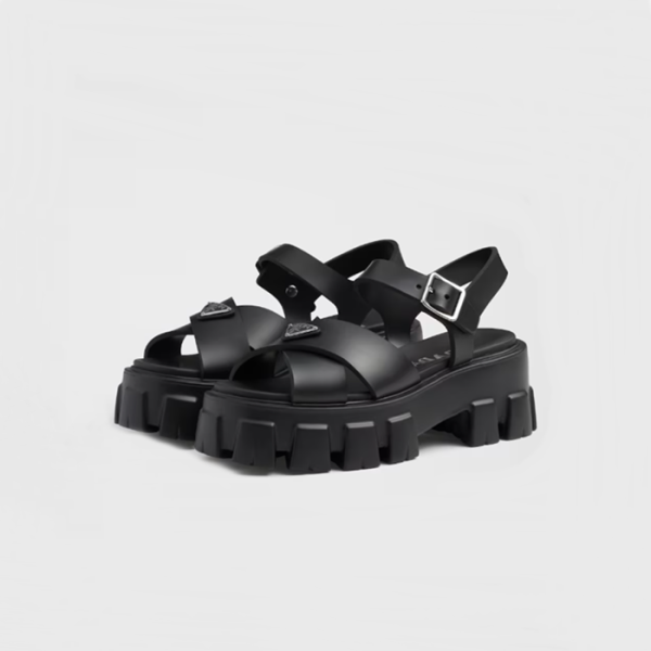 ✨프라다 여성 블랙 모놀리스 러버 샌들 - Prada Womens Black Sandals - prs660x