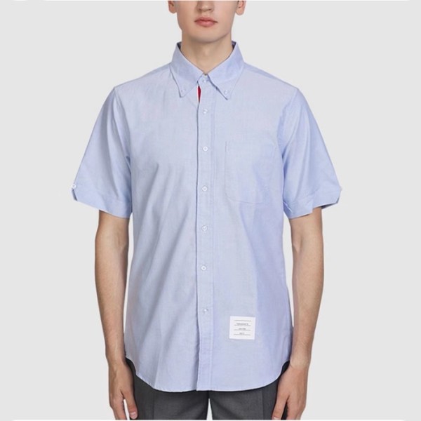 ✨톰브라운 남성 블루 반팔 셔츠 - Thom Browne Mens Dress Shirts - thc1166x