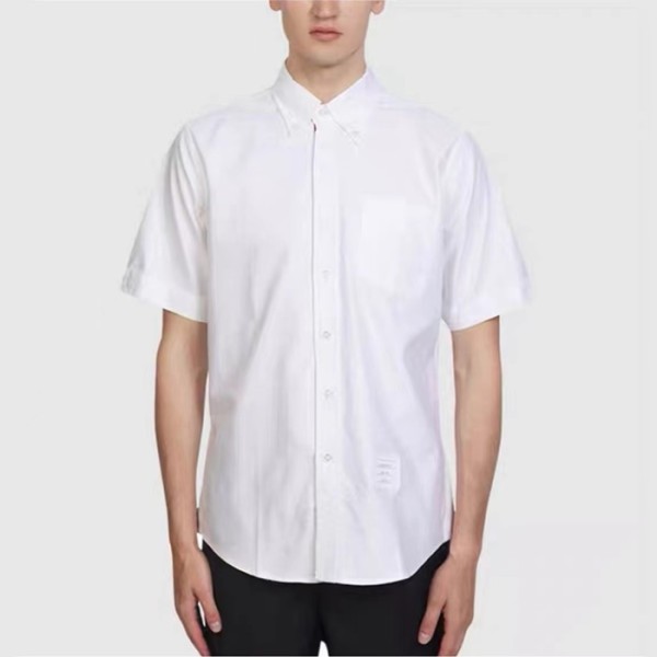 ✨톰브라운 남성 화이트 반팔 셔츠 - Thom Browne Mens Dress Shirts - thc1167x