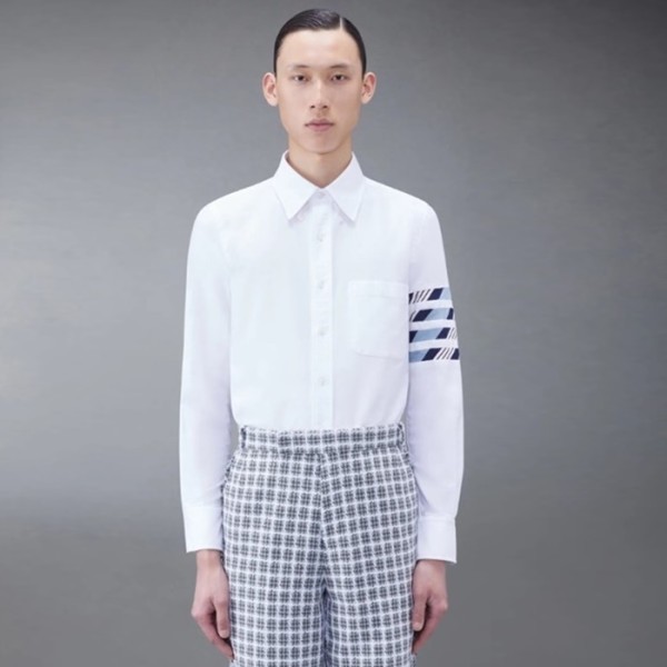 ✨톰브라운 남성 화이트 셔츠 - Thom Browne Mens Dress Shirts - thc1185x