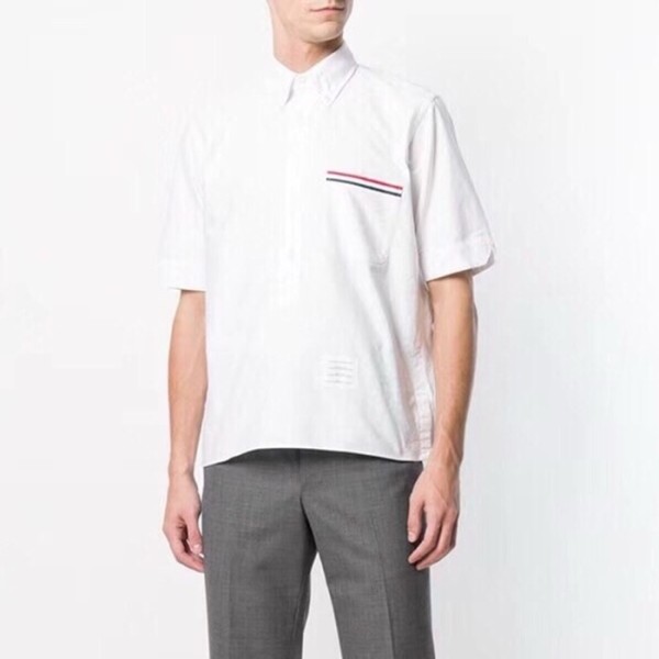 ✨톰브라운 남성 반팔 화이트 셔츠 - Thom Browne Mens White Dress Shirts - thc1242x