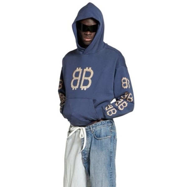 ✨발렌시아가 남성 네이비 후드티 - Balenciaga Mens Navy Hoodie - bac1862x