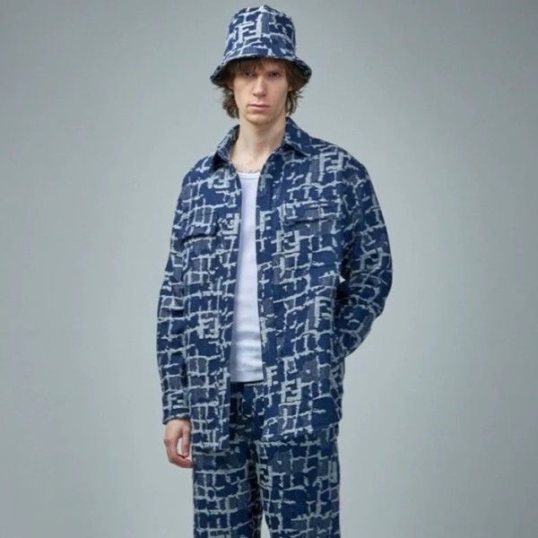 ✨펜디 남성 블루 셔츠 - Fendi Mens Blue Shirts - fec1980x