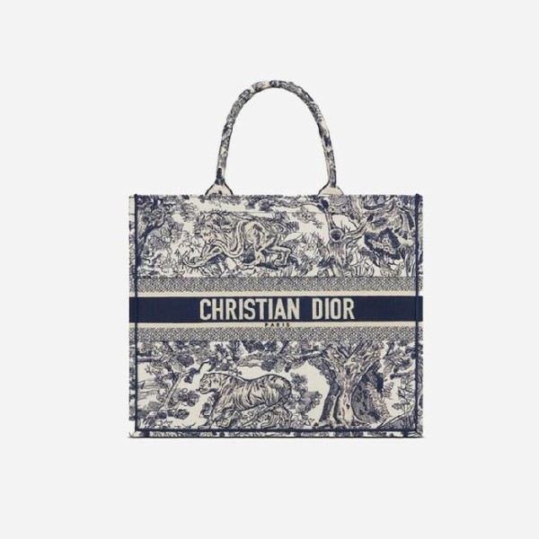 ✨디올 여성  블루 투알 드 주이 자수 북 토트백 라지 - Dior Roald Embroidery large Tote Bag- di2592z