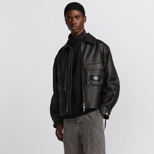 ✨스톤아일랜드 남성 가죽 재킷 - Stone Island Mens Leather Jacket - stc4138x