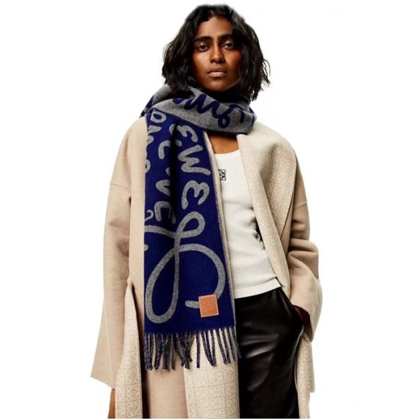 ✨로에베 남/녀 양면 머플러 - Loewe Unisex Navy Muffler -acc2659x