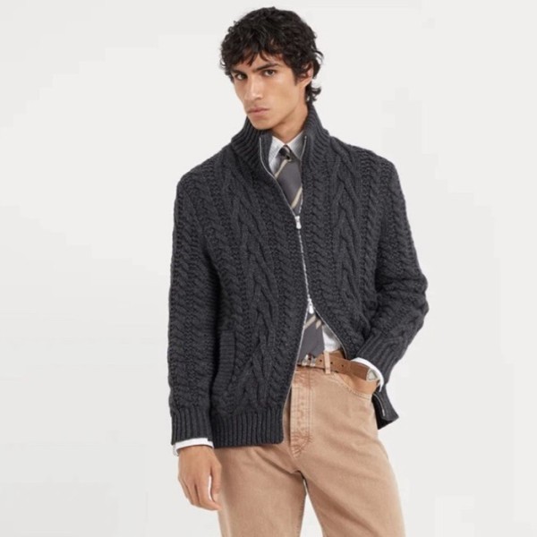 ✨브루넬로쿠치넬리 남성 집업 니트웨어 - Brunello Cucinelli Mens Zip-up Knitwear - brc4558x