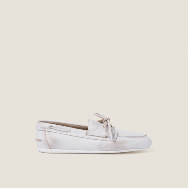 ✨미우미우 여성 블리치드 보트 슈즈 - Miumiu Womens Unlined Bleached Leather Boat Shoes - hes5580x