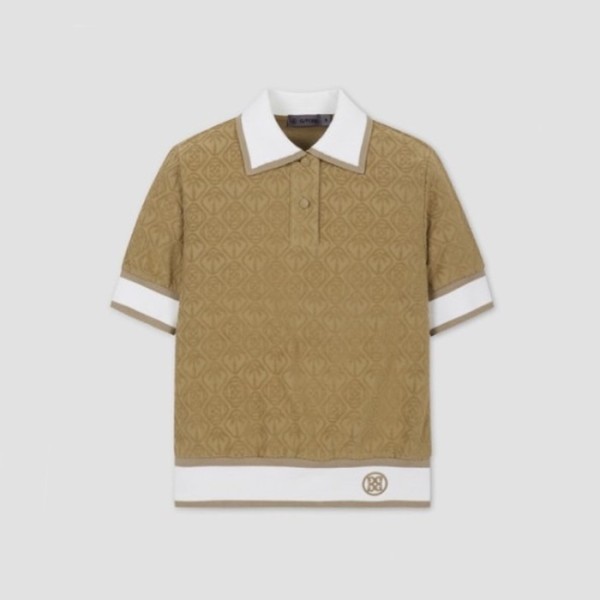 ✨[G/FORE] 지포어 여성 테리 자카드 쇼츠 슬리브 폴로 - gol1625x